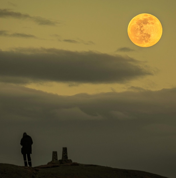 Foto silhouette di persone al tramonto