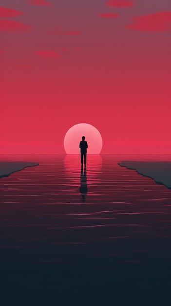 silhouette of a person on the beach at sunset silhouette of a person on a beach silhouette of a person on the beach generative AI