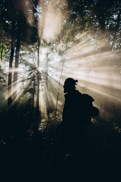 Photo silhouette of person in forest