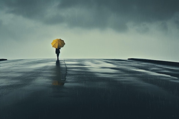 Photo silhouette of a person running through the rain