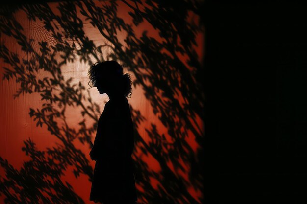 A silhouette of a person standing in front of a tree