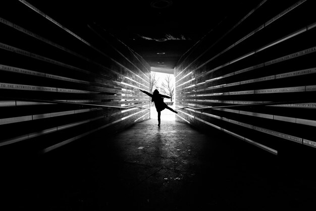 Photo silhouette person standing near door