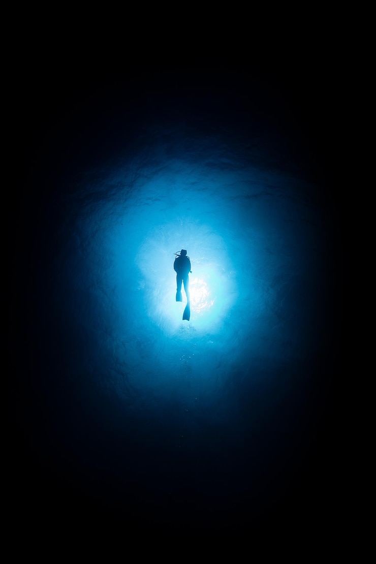 Photo silhouette person swimming in sea