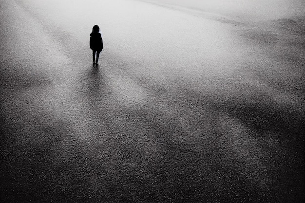 silhouette of a person walking on the road