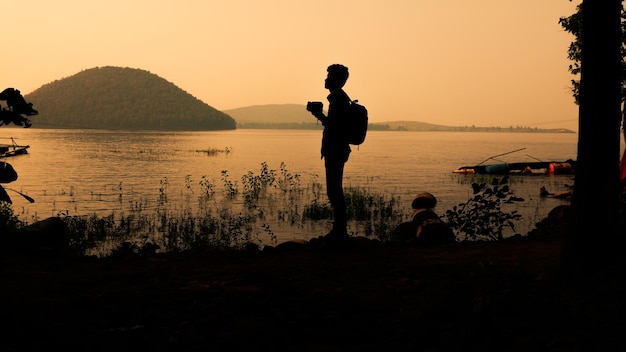 Silhouette of a Photographer in nature