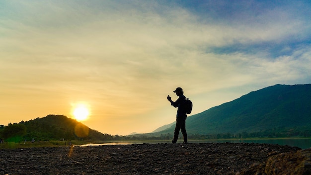 Silhouette of a Photographer in nature