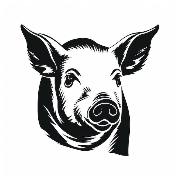 A silhouette pig head with a bandanna around it's neck