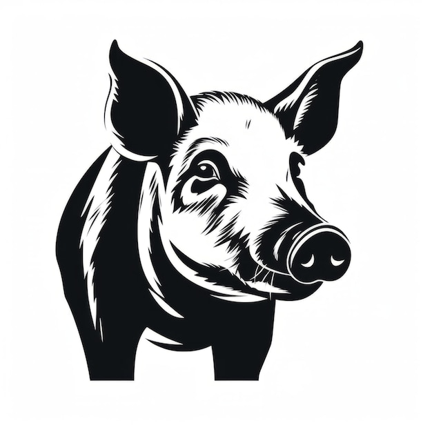 Photo a silhouette pig head with a black and white background