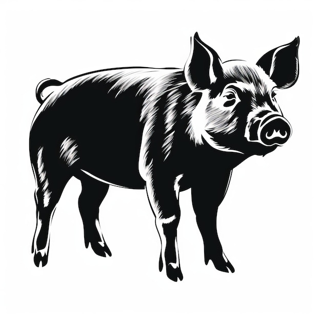 Photo a silhouette pig standing on a white background