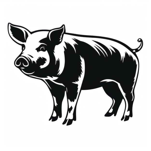 A silhouette pig standing on a white background