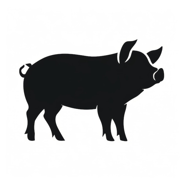 Foto un maiale silhouette in piedi su uno sfondo bianco