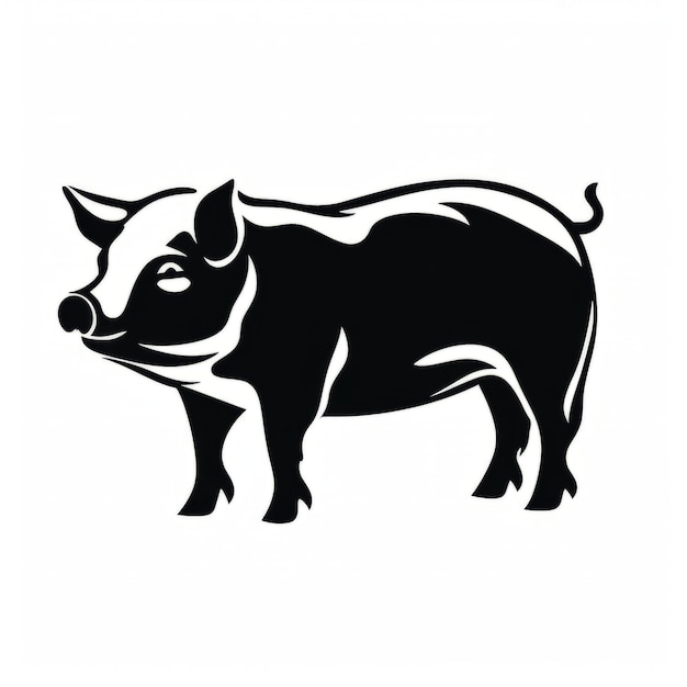 A silhouette pig standing on a white background