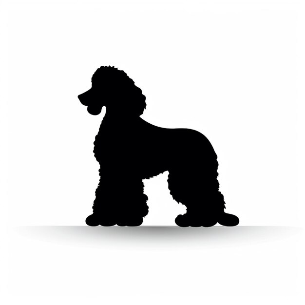 Photo silhouette of a poodle dog standing on a white surface generative ai