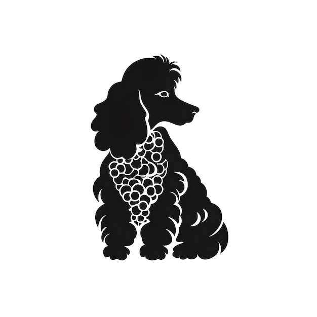 Photo a silhouette poodle dog with a collar and a flowered collar