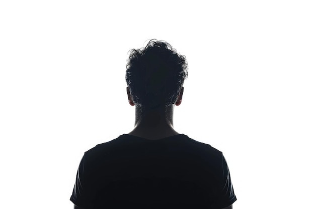 写真 silhouette portrait of man with his back looking away isolated on white background