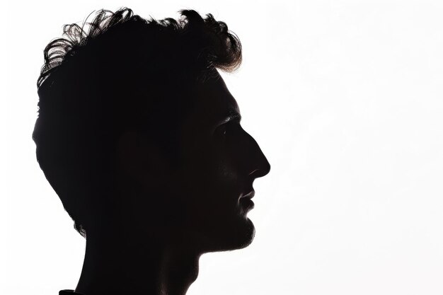 Photo silhouette portrait of young european man on white background