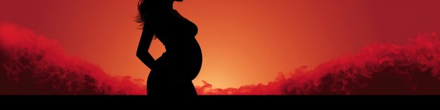 Photo silhouette of a pregnant woman as banner pregnancy concept