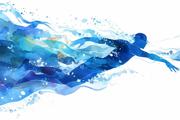 Photo フィットネスとスポーツセンターのジムでプロの水泳選手のトレーニングのシルエット