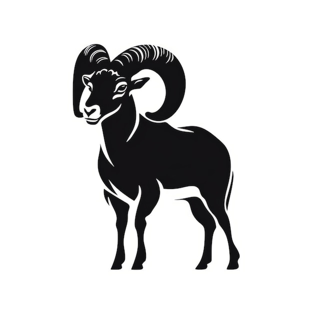 A silhouette ram standing on a white background