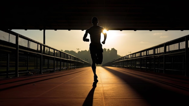 Silhouette of runner at track running