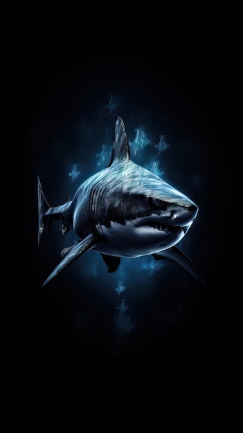 Силуэт акулы на темном фоне, сгенерированный ИИ