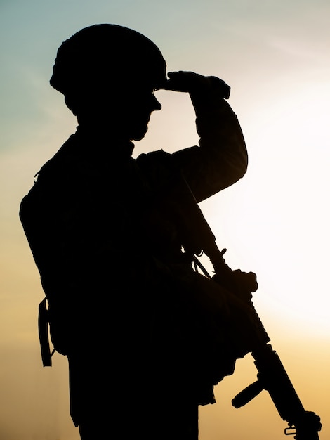 Silhouette of soldier