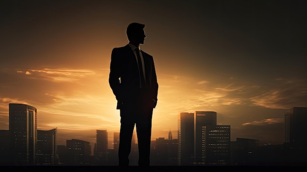 Silhouette of a standing businessman