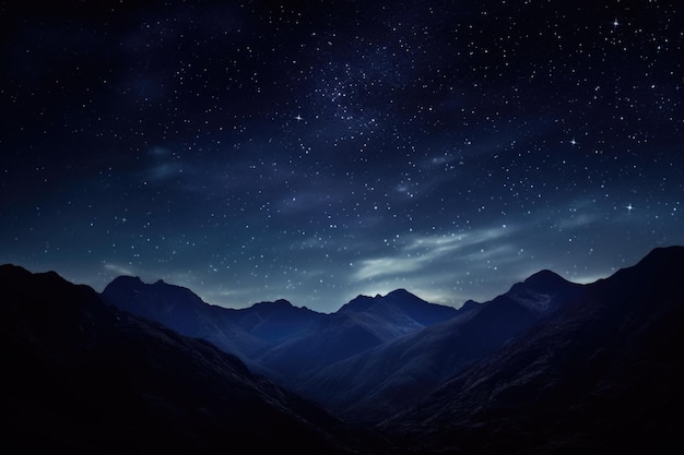 Silhouette of a steep mountain under starlight