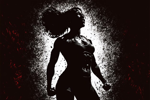 Silhouette of strong confident woman, winning and life goals\
concept