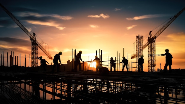 Silhouette Teams construction worker