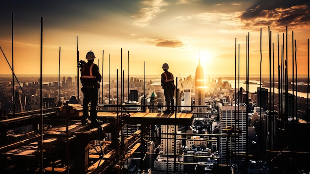 Silhouette Teams construction worker