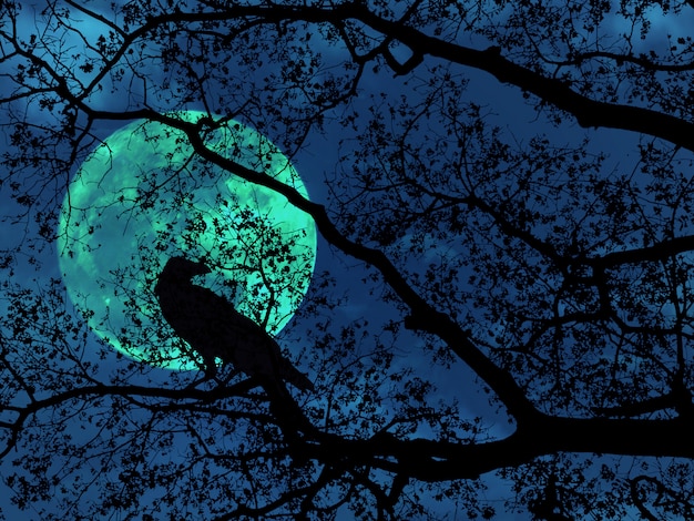 Tree Glows Blue Night Tree Heaven Stock Illustration 1699028071