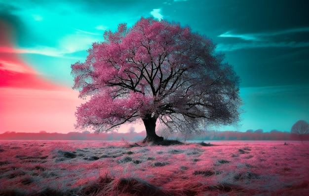 Silhouette of tree in a field