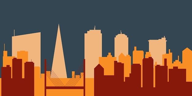 Silhouette urban multicolored skyline illustration