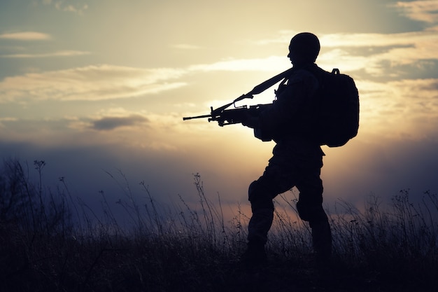 Silhouette of US marine