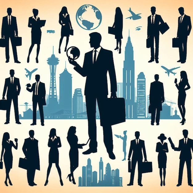 silhouette vector illustration of business people