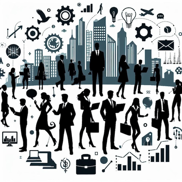 silhouette vector illustration of business people