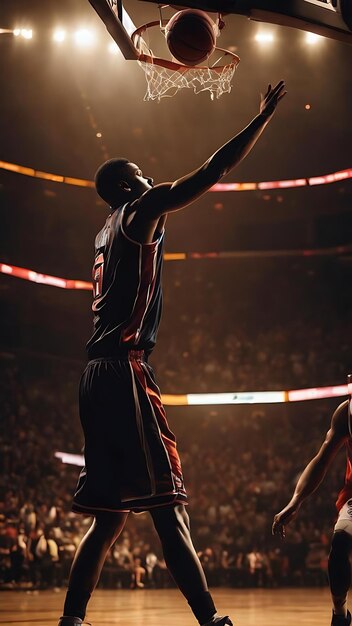 Silhouette view of a basketball player holding basket ball on black background