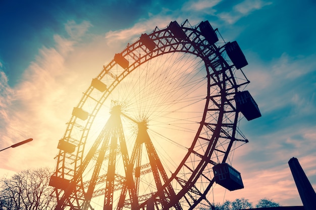 Silhouette of a vintage ferris wheel