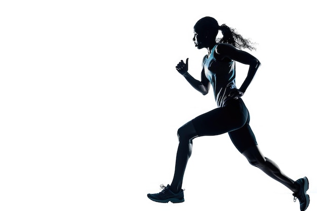 Foto silhouette vrouwelijke hardloper bevordert sport en gezondheid