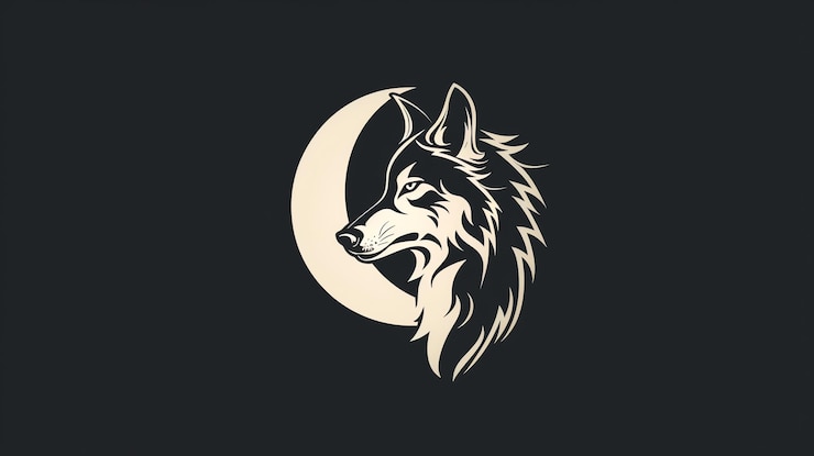 Photo a silhouette of a wolf howling at the moon on a dark background