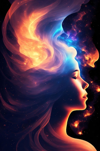 Premium AI Image | silhouette of a woman in cosmic space