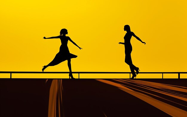 Silhouette of woman dancing in the dark with a rim light dance background concept