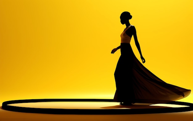 Silhouette of woman dancing in the dark with a rim light dance background concept