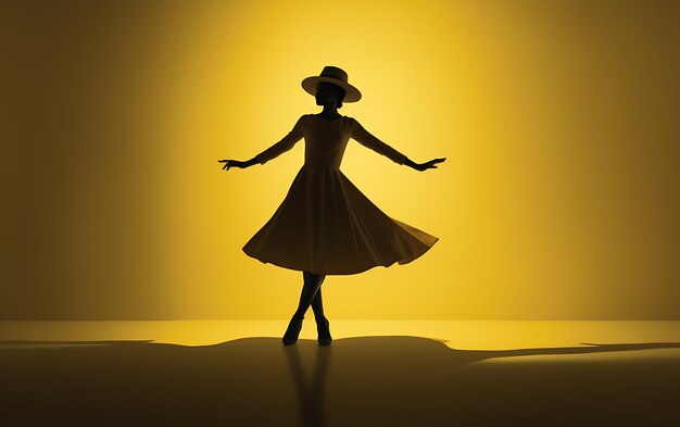 Silhouette of Woman dancing in the dark with a rim light Dance background concept