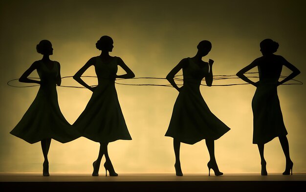 Silhouette of woman dancing in the dark with a rim light dance background concept