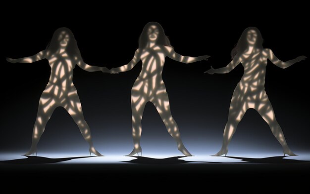 Photo silhouette of woman dancing in the dark with a rim light dance background concept