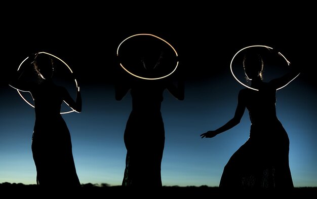 Silhouette of Woman dancing in the dark with a rim light Dance background concept