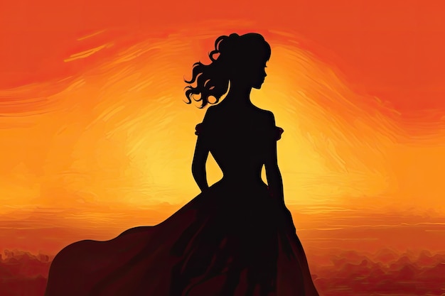 a silhouette of a woman in a dress