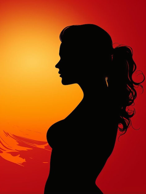 Foto silhouette di una donna davanti a un tramonto vettoriale prezzo 1 credito 1 usd